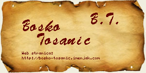 Boško Tošanić vizit kartica